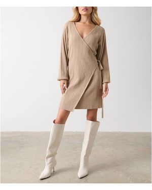 Pretty Lavish Plisse Mini Dress - Natural