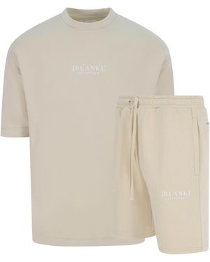 Blank Essentials Blank Puff Print T-Shirt Short Set - White