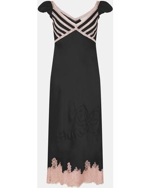 LoveShackFancy Brinkley Satin Midi Dress - Black