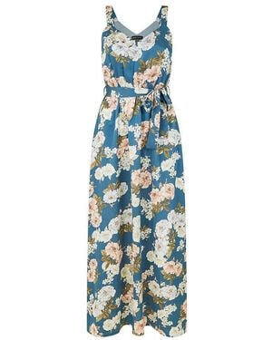 Mela London Satin Floral Print Maxi Dress - Blue