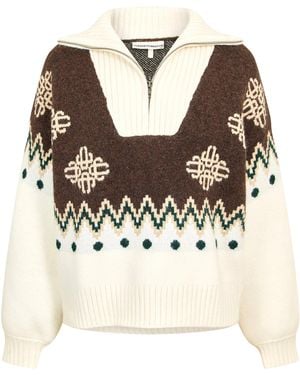 The Couture Club Embroidered V-Neck Jumper - Brown
