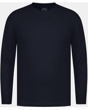Fabric Regular Fit Waffle T-Shirt - Blue