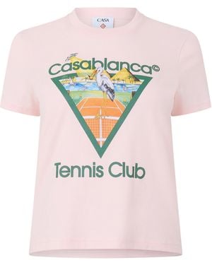 CASABLANCA Tennis Graphic Cotton Oversized T-Shirt - Pink