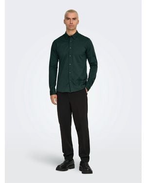 ONLY Long-Sleeve Plain Shirt - Green