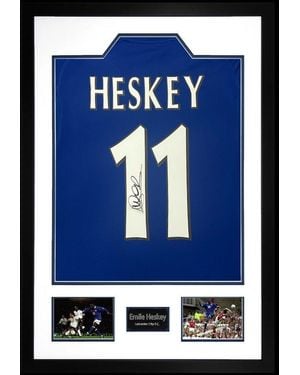 The Fan Cave Emile Heskey Signed Lcfc Shirt Premium Frame - Blue