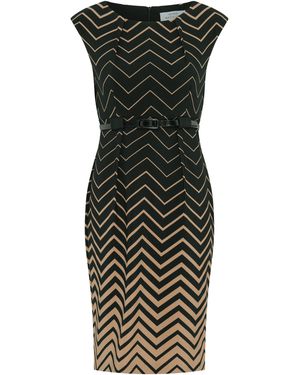 Gina Bacconi Sofie Print Dress With Belt - Black