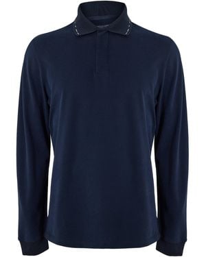 Gieves & Hawkes Long Sleeve Polo Shirt - Blue