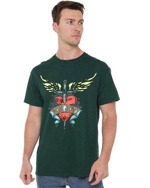 BON JOVI Daggered T Shirt Charcoal - Green