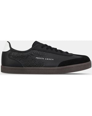 Pretty Green Moorgate Leather Court Trainers - Black