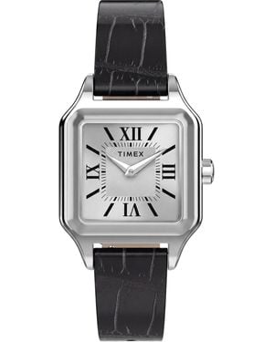 Timex Trend Square Leather Analogue Quartz Watch - Metallic