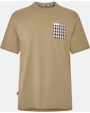 Aquascutum Checked T-Shirt - Natural