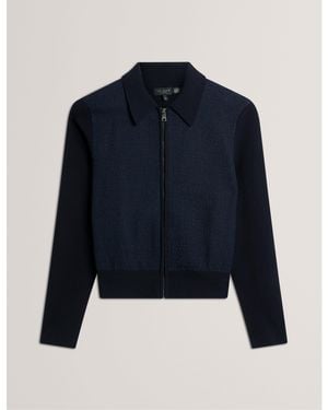 Ted Baker Knitted Zipped Cardigan - Blue