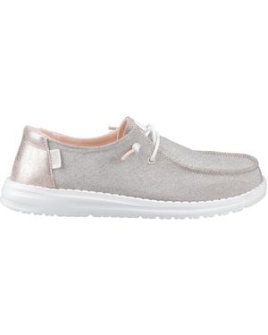 HEYDUDE Wendy Metallic Sparkle Shoe - White