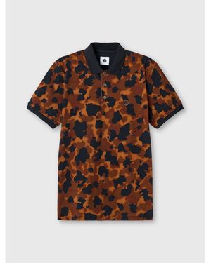 Pretty Green Brindle Short-Sleeve Polo Shirt - Brown