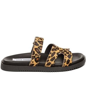 Steve Madden Zebra Print Flat Sandals - Brown