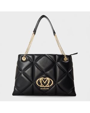 Love Moschino Quilted Faux Leather Tote Bag - Black