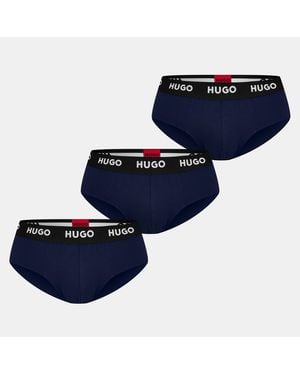 HUGO 3-Pack Cotton Logo Briefs - Blue