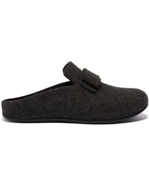 Fitflop Chrissie Ii Haus E01 Bow Felt Slippers - Black