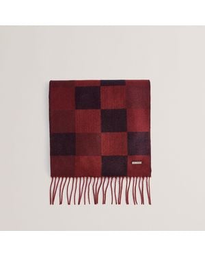 Ted Baker Grid Check Midweight Scarf - Red