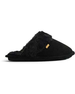 HUNTER Suede Mule Slippers - Black
