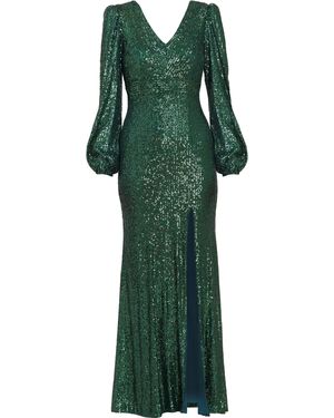 Gina Bacconi Alison Sequn V Neck Maxi Dress - Green