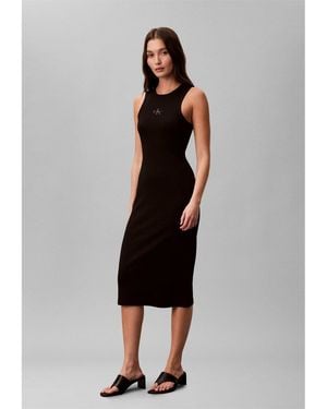 Calvin Klein Midi Bodycon Dress - Black