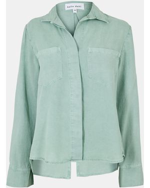 Bella Dahl Split Back Long-Sleeve Plain Shirt - Green