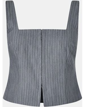 Jack Wills Pinstripe Corset Top - Grey
