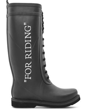 Off-White c/o Virgil Abloh High Fashion Rubber Riding Boots, Style Boots - Black