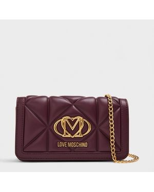 Love Moschino Quilted Cross Body Bags - Purple