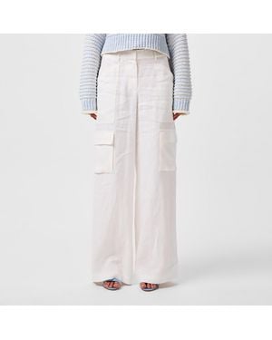 LoveShackFancy Pora Linen Cargo Trousers - White