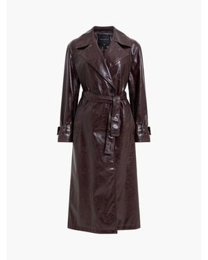 French Connection Athene Faux Leather Trench Coat - Brown
