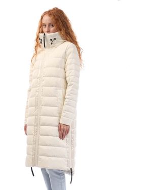 DKNY Down Fill Hooded Quilted Puffer Coat - Natural