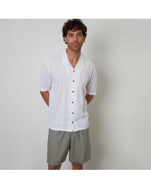 Threadbare Linen Blend Lace Trim Relaxed Fit Shirt - Grey