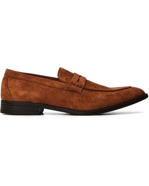 Where's That From Suede Slip On Penny Loafers - Brown