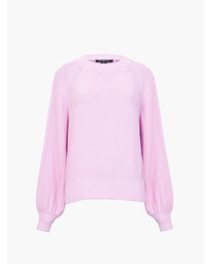 French Connection Lily Cable Knit Crew Neck Jumper - Pink