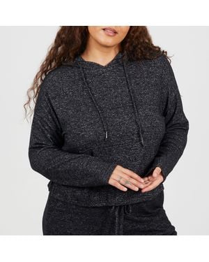 Brave Soul Plus Size Soft Touch Hooded Top - Black