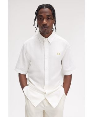 Fred Perry Seersucker Short Sleeve Shirt - White