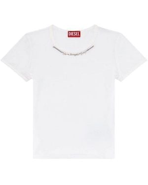 DIESEL T-Matic Ribbed-Jersey Top - White