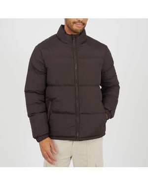 Brave Soul Padded Puffer Jacket With Zip Pockets - Grey