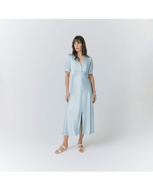 Ghost Madison Satin Tea Dress - Blue