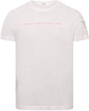 Replay Rose Label T-Shirt - White