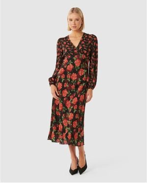 Forever New Carlina Mixed Print Midi Dress - Red