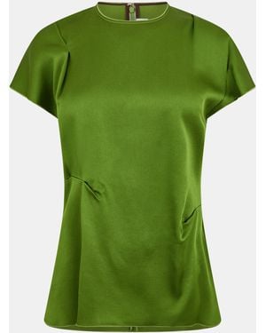 Victoria Beckham Pleat-Detail Top - Green
