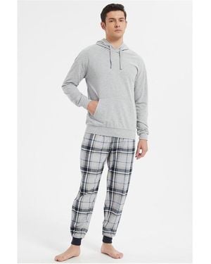 Howick Check Hooded Loungewear Set - Grey