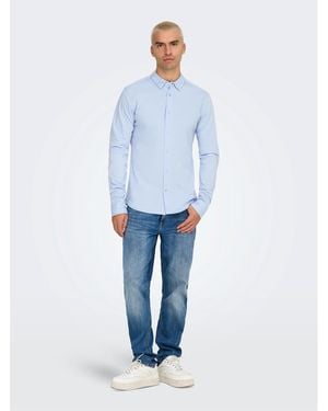 ONLY Long-Sleeve Plain Shirt - Blue