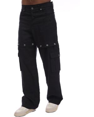Off-White c/o Virgil Abloh Logo Linen Cargo Trousers - Black