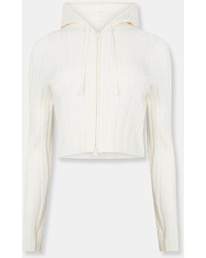 Jack Wills Full Zip Cable Knit Jumper - White