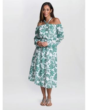 Gina Bacconi Ryan Off Shoulder Midi Dress - Blue