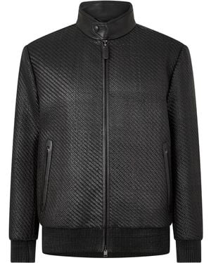 Brioni Trama Woven Full-Zip Field Jacket - Black